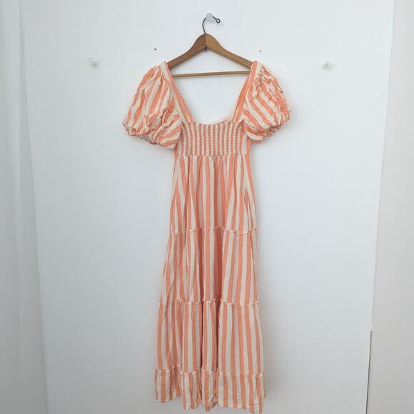 Show Me Your Mumu Dress Women's Size Medium Linds Puff Sleeve Midi Dreamsicle - Picture 3 of 6